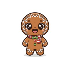 Cute Kawaii Gingerbread Man Cookie Wearing Scarf