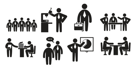 businessman office worker stick figure set