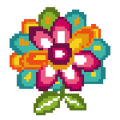 Obraz premium Pixel Art Colorful Flower - Pixel Art Sample