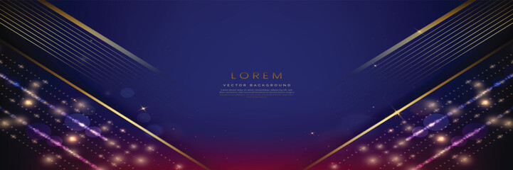 Elegant blue background with golden lighting effect. Luxury template celebration award design.