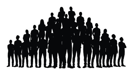 Naklejka premium Group of people silhouette in pyramid formation isolated on white background, Vector