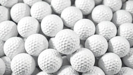 dimpled. Close-up of white golf balls in perfect formation, highlighting their textured dimpled surfaces. event key visuals, club posters, designed for sports event promotions and stadium branding.