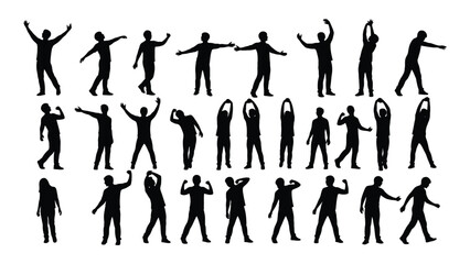 Collection of diverse human silhouettes isolated on white background, Vector