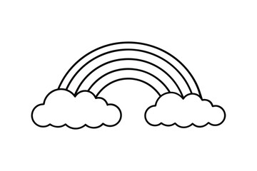 Rainbow Clouds Line Art Vector Illustration