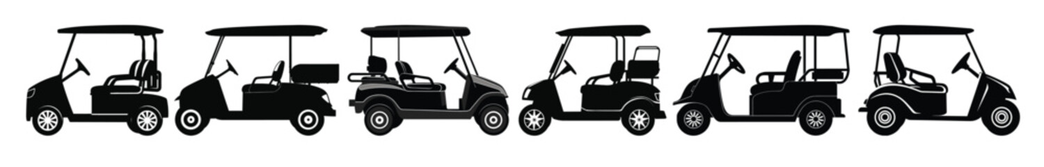 golf cart silhouette vector bundle set of club car vehicle © Prja