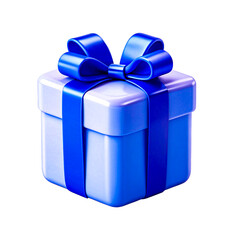 Blue 3D Gift Box Icon – Present, Celebration, Holiday, Bonus Reward Symbol
