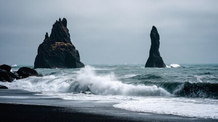 Exploring Reynisfjara Beach With Black Sand, Basalt Columns, and Powerful Ocean Surf on an Overcast Day