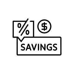 Savings concept with percentage symbol and dollar sign on white background  