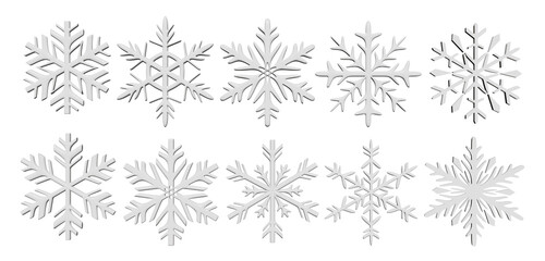 snowflake, winter set isolated 3d