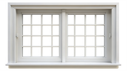 Classic white window frame isolated on transparent background