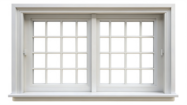 Classic white window frame isolated on transparent background - Powered by Adobe