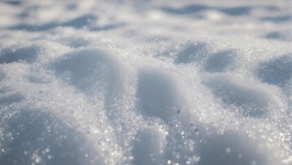 Obraz premium Close-up view of a textured, glistening blanket of fresh snow under bright sunlight