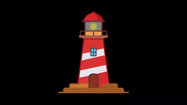 Faro iluminado durante la noche
