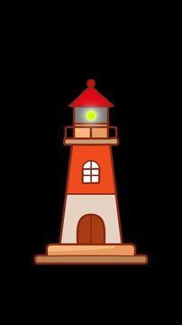 Faro iluminado durante la noche
