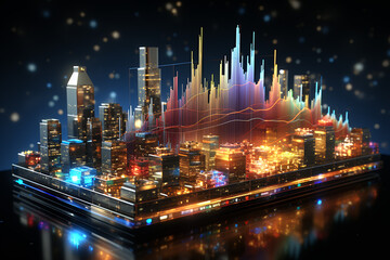 Global business analysis and investment charts of business and financial assets