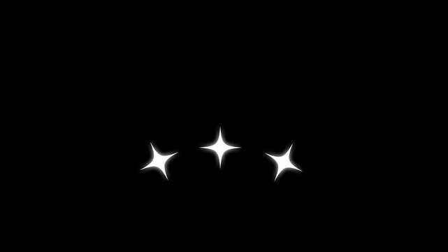 Twinkle sparkling star animaton,Twinkle star sparkle motion graphics, white cartoon doodle glitter stars, flat vector blinking light effects, glowing motion on black screen, 4k animation video