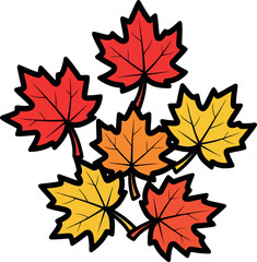 Colorful Autumn Leaves Illustration: A Vibrant Display of Seasonal Beauty.