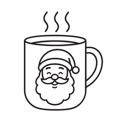 line art of hot Santa face coffee mug vector