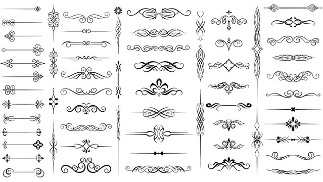 Collection of decorative flourishes and ornate dividers silhouette