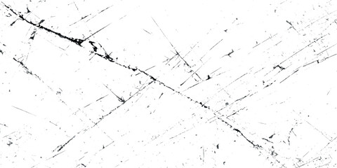 Black and White Grunge Texture Overlay with Scratches Ink Splatter and Distressed Transparent Background.