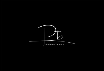 PT letter beauty cursive handwriting logo. vector logo| abstract logo| minimalist logo| brand identity| calligraphy design.