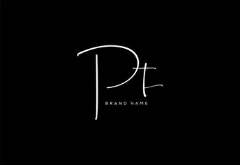 PT letter beauty cursive handwriting logo. vector logo| abstract logo| minimalist logo| brand identity| calligraphy design.