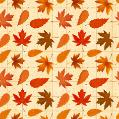 Obraz premium Autumn Leaves Seamless Pattern