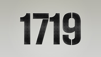 3D Bold metal number 1719 on silver background.
