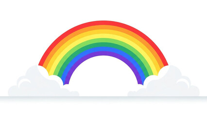 Naklejka premium Vibrant rainbow arching over fluffy white clouds offers a perfect backdrop for positive messages and hope