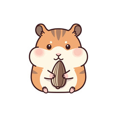 Adorable Hamster Holding a Sunflower Seed Cartoon Illustration.