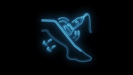 Glowing neon outline of physiotherapy treatment on leg showing therapeutic movements