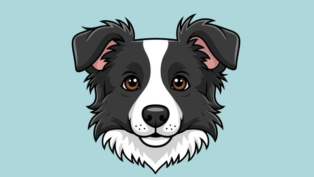 Cute Border Collie Dog Face Illustration &ndash; Friendly Cartoon Pet Portrait Icon