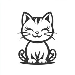 Obraz premium Stylized Minimalist Illustration of a Contented Cat Sitting with Graceful Elegance