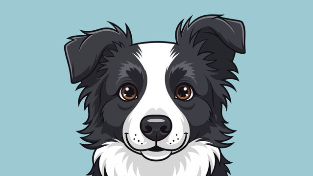Cute Border Collie Dog Face Illustration &ndash; Friendly Cartoon Pet Portrait Icon