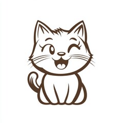Obraz premium Whimsical Feline Illustration with a Playful Wink and Joyful Expression Depicting a Cartoon Cat