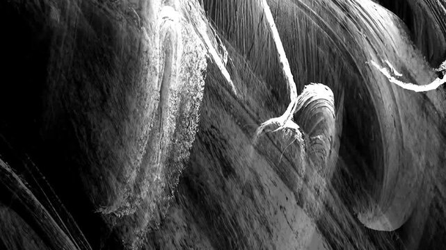 Abstract Grunge Black and White Brush Stroke Texture Background Animation,Animated abstract grunge white brush stroke texture on black background. Rough ink paint seamless loop for artistic overlay