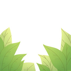 Green Leaf Border Frame Against Black Background With Tropical Plant Foliage Illustration