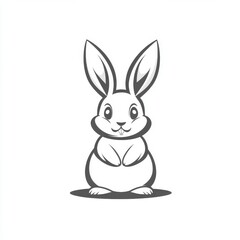 Charming Monochrome Rabbit Illustration with Gentle Expression and Minimalist Aesthetic for Versatile Design Applications