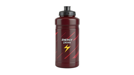 Obraz premium Dark Red Energy Drink Fitness Bottle with Thunder Symbol