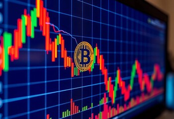 Close-up of a cryptocurrency chart displayed on a computer screen, chart, interface