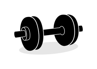 Black Dumbbell icon for Strength Training and Fitness Workouts. Gyms logo. 