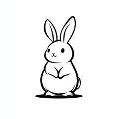 Fototapeta premium Charming Rabbit Illustration: A Whimsical Black and White Cartoon Design for Various Creative Projects, suitable for logo creation