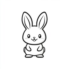 Fototapeta premium Charming Cartoon Rabbit Illustration with Bold Outlines and Playful Features Perfect for Children's Design, Decorations and Educational Materials