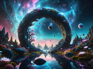 fantasy landscape with space