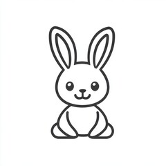 Fototapeta premium Charming Minimalist Rabbit Outline, A Whimsical Design Perfect for Children's Illustration and Springtime Decor, with Clean Lines and Friendly Expression