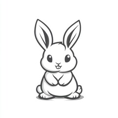 Fototapeta premium Charming Cartoon Bunny Illustration on White Backdrop for Children's Themes and Festive Easter Designs