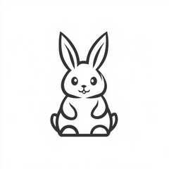 Obraz premium Whimsical Bunny Character Illustration with Minimalist Black and White Design for Children's Content or Graphic Design Projects