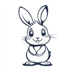 Obraz premium Charming Cartoon Rabbit Illustration with Expressive Eyes and Delicate Whisker Accents on a Clean White Backdrop