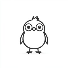 Fototapeta premium Whimsical Bird Character Illustration, Cute Outline Design Element for Children's Media, Simple and Minimalist Line Art Cartoon Bird Graphic