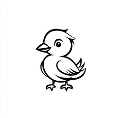 Naklejka premium Adorable Cartoon Bird Chick Outline, Vector Illustration for Children